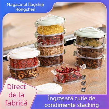 Cutie groasă, multistrat pentru depozitare în bucătărie — pentru ceapă, ghimbir și usturoi, fructe uscate și nuci; din plastic, capacitate 301–500 ml, formă neregulată, până la 5 straturi.