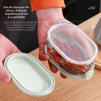 Cutie groasă, multistrat pentru depozitare în bucătărie — pentru ceapă, ghimbir și usturoi, fructe uscate și nuci; din plastic, capacitate 301–500 ml, formă neregulată, până la 5 straturi.