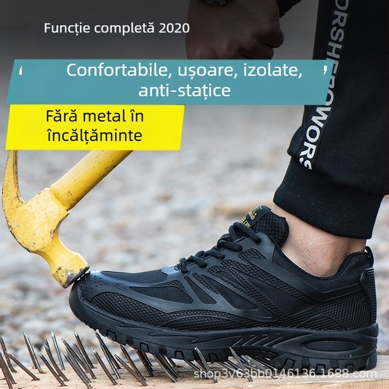 Pantofi de protecție pentru bărbați, izolați, cu protecție împotriva șocurilor și perforării, anti-alunecare, rezistenți la abraziune, vârf din plastic-otel