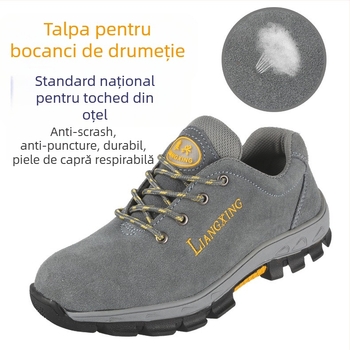Ghete de protecție pentru muncă, vârf din oțel, anti-șoc și anti-perforație, rezistente la ulei, rezistente la temperaturi, velur