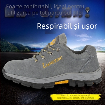 Ghete de protecție pentru muncă, vârf din oțel, anti-șoc și anti-perforație, rezistente la ulei, rezistente la temperaturi, velur