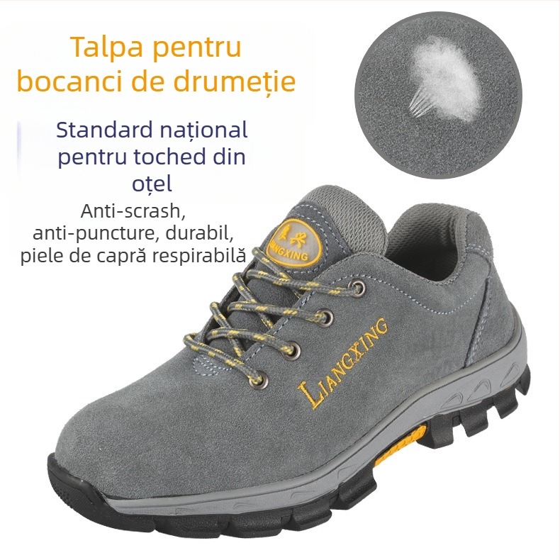 Ghete de protecție pentru muncă, vârf din oțel, anti-șoc și anti-perforație, rezistente la ulei, rezistente la temperaturi, velur