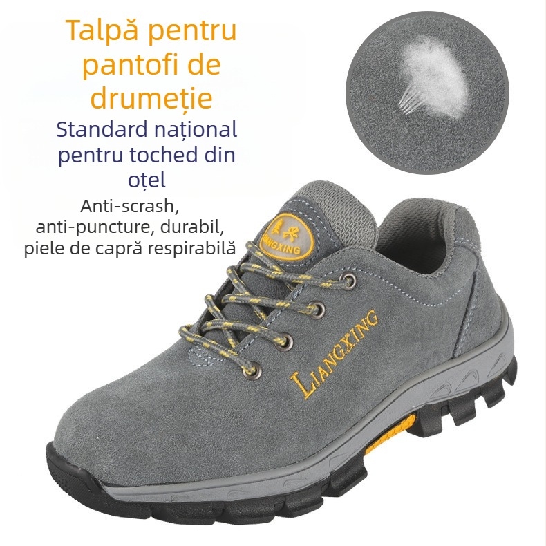 Ghete de protecție pentru muncă, vârf din oțel, anti-șoc și anti-perforație, rezistente la ulei, rezistente la temperaturi, velur