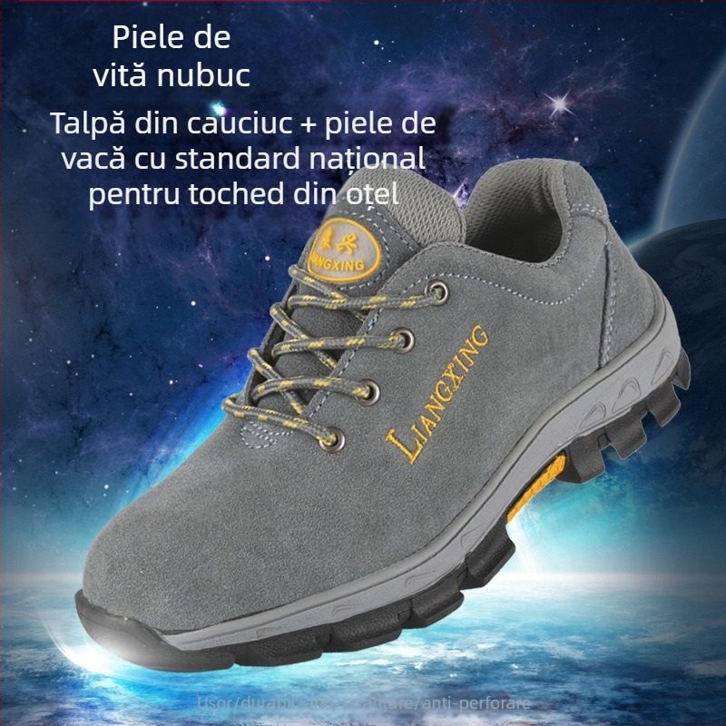 Ghete de protecție pentru muncă, vârf din oțel, anti-șoc și anti-perforație, rezistente la ulei, rezistente la temperaturi, velur