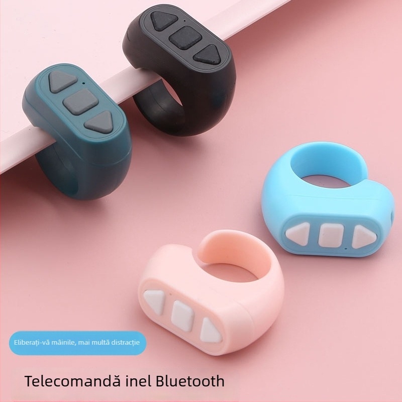 Inel Bluetooth telecomandă ZL-03 — interfață USB, rază wireless 10 m, greutate 10 g, carcasă din plastic, design de purtare ca inel