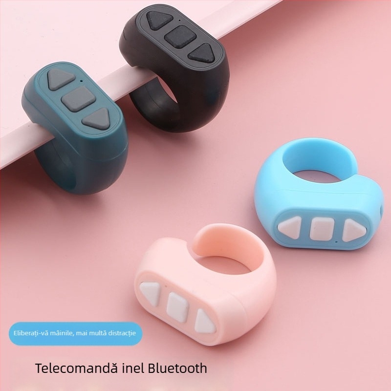 Inel Bluetooth telecomandă ZL-03 — interfață USB, rază wireless 10 m, greutate 10 g, carcasă din plastic, design de purtare ca inel