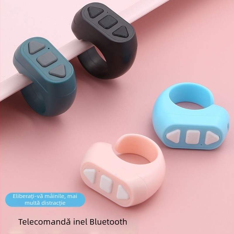 Inel Bluetooth telecomandă ZL-03 — interfață USB, rază wireless 10 m, greutate 10 g, carcasă din plastic, design de purtare ca inel