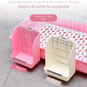 Suport din plastic pentru fân, cu capac rabatabil, pentru iepuri și porcușori de Guineea