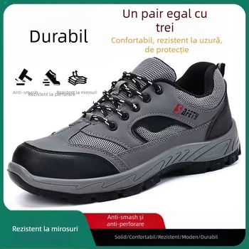 Pantofi de protecție anti-crush anti-puncture, partea superioară până la mijlocul gambei, Microfiber Leather + Flyknit Mesh