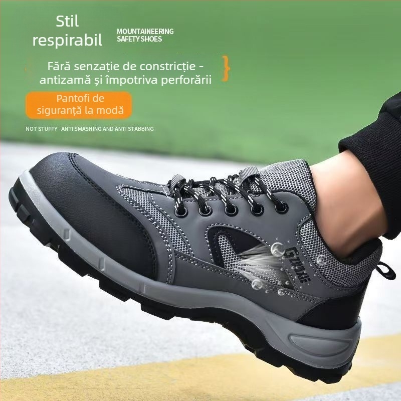 Pantofi de protecție anti-crush anti-puncture, partea superioară până la mijlocul gambei, Microfiber Leather + Flyknit Mesh