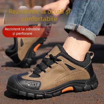 Pantofi de Protecție National Gold Shield: vârf din oțel, anti-șoc și anti-perforație, partea superioară din microfibră de piele + pânză, gleznă joasă