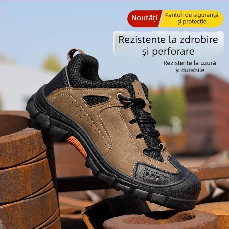 Pantofi de Protecție National Gold Shield: vârf din oțel, anti-șoc și anti-perforație, partea superioară din microfibră de piele + pânză, gleznă joasă