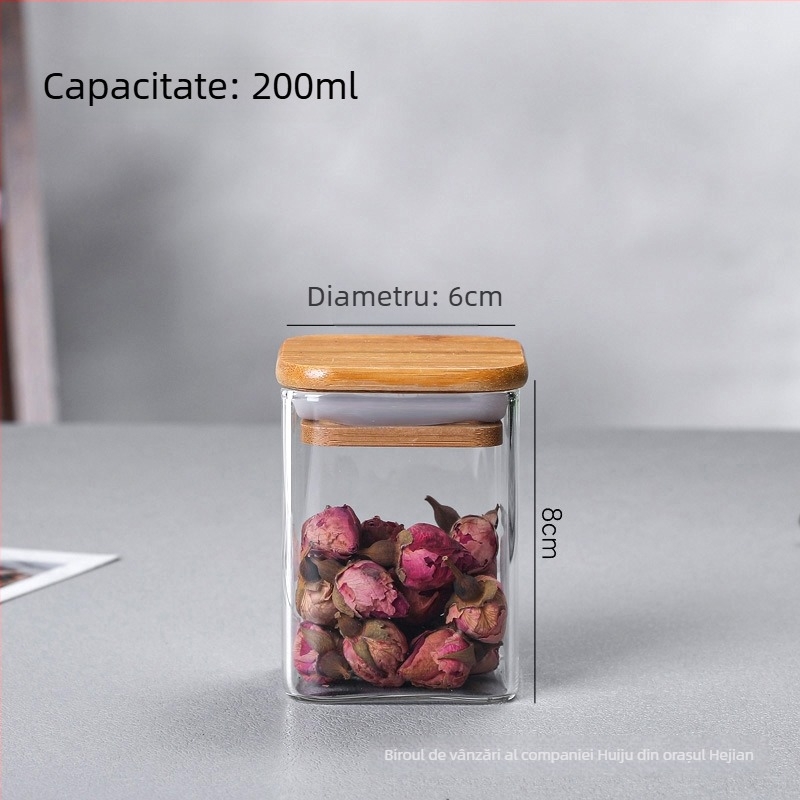 Container de depozitare din sticlă borosilicat, calitate alimentară, sigilat pentru cereale, 800-1000 ml, compatibil cu microundele