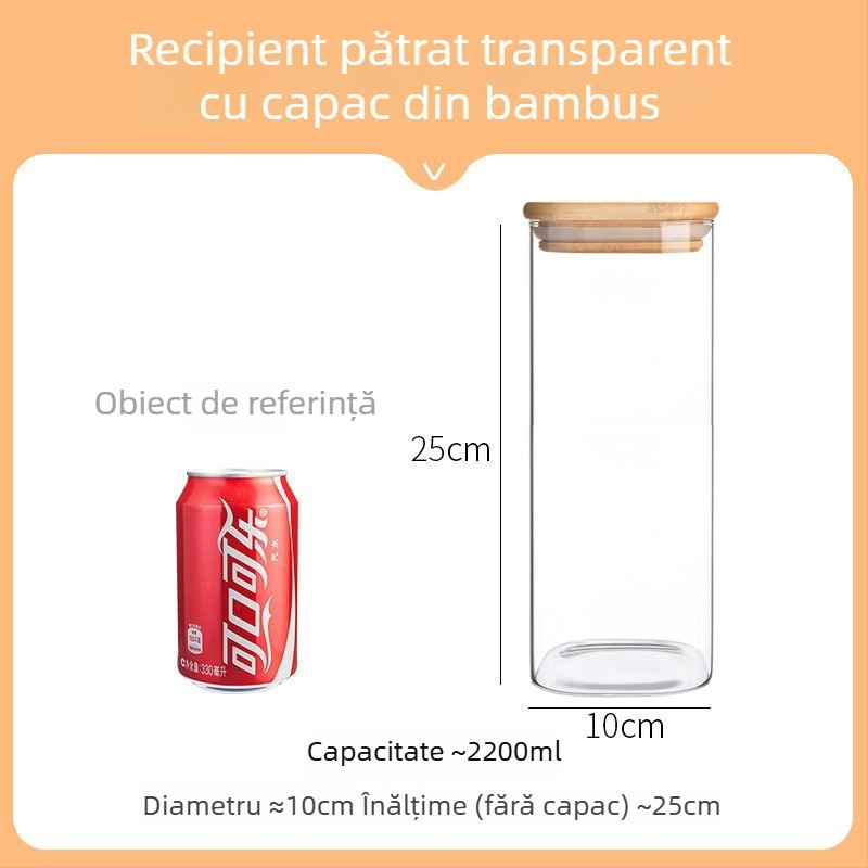Container de depozitare din sticlă borosilicat, calitate alimentară, sigilat pentru cereale, 800-1000 ml, compatibil cu microundele