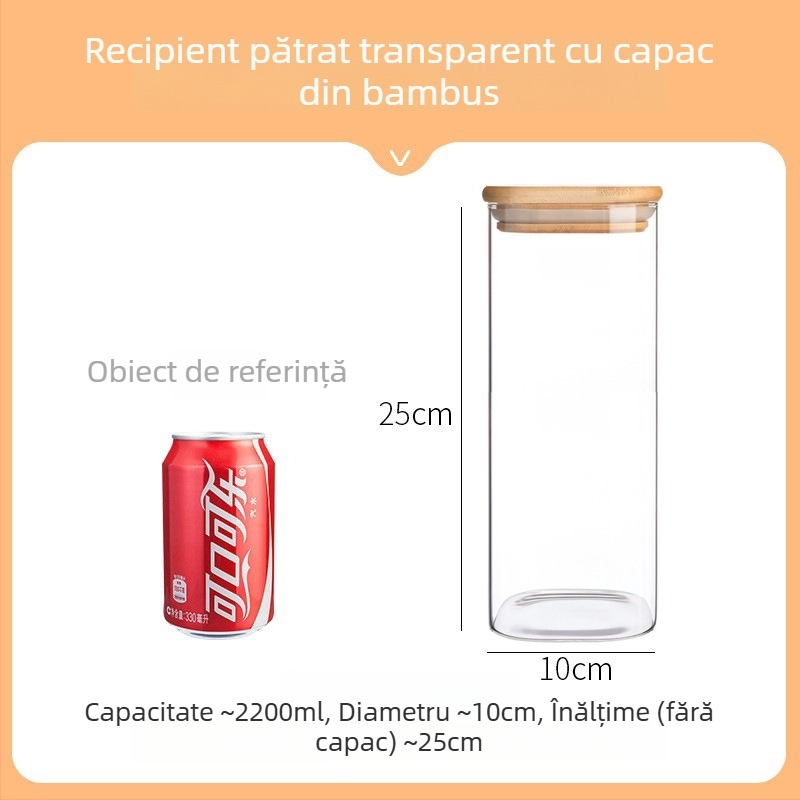 Container de depozitare din sticlă borosilicat, calitate alimentară, sigilat pentru cereale, 800-1000 ml, compatibil cu microundele