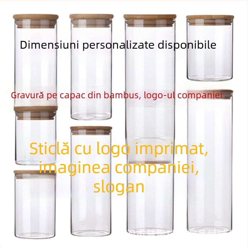 Container de depozitare din sticlă borosilicat, calitate alimentară, sigilat pentru cereale, 800-1000 ml, compatibil cu microundele