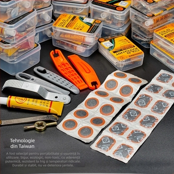 Kit de reparații pentru anvelope de bicicletă – pentru bicicletă electrică de munte, set cu adeziv Dingqing și film de lipire, unealtă de reparații, brand JSHOU BIKE, etichetă privată disponibilă