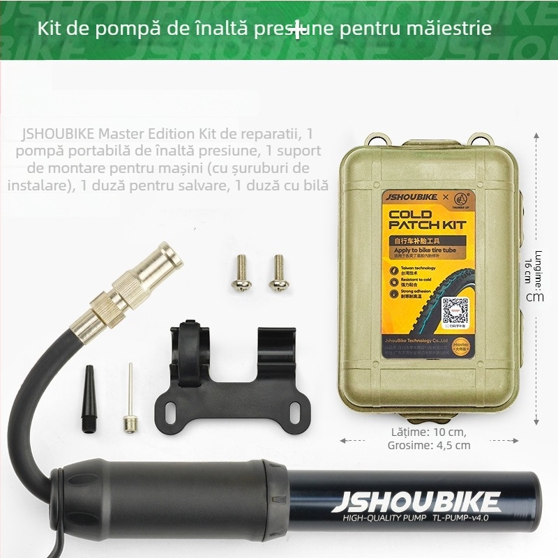 Kit de reparații pentru anvelope de bicicletă – pentru bicicletă electrică de munte, set cu adeziv Dingqing și film de lipire, unealtă de reparații, brand JSHOU BIKE, etichetă privată disponibilă