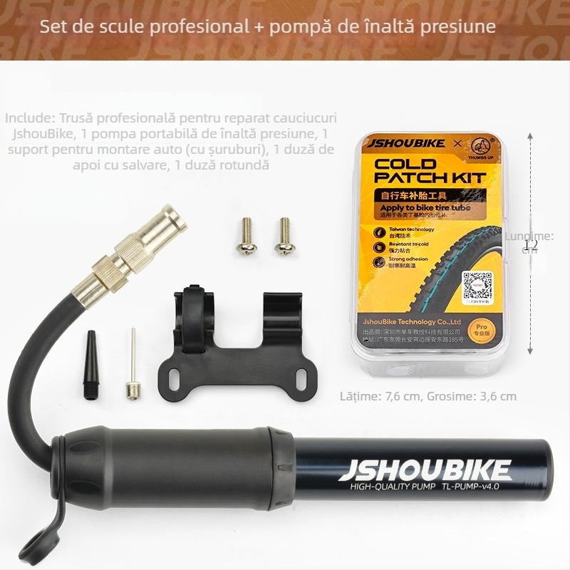 Kit de reparații pentru anvelope de bicicletă – pentru bicicletă electrică de munte, set cu adeziv Dingqing și film de lipire, unealtă de reparații, brand JSHOU BIKE, etichetă privată disponibilă