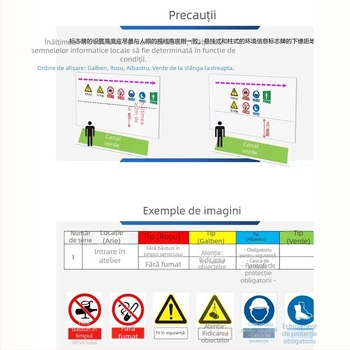 Indicator de siguranță pentru utilaje din oțel inoxidabil – serigrafie/gravură, semnalizare pentru echipamente industriale, personalizabil