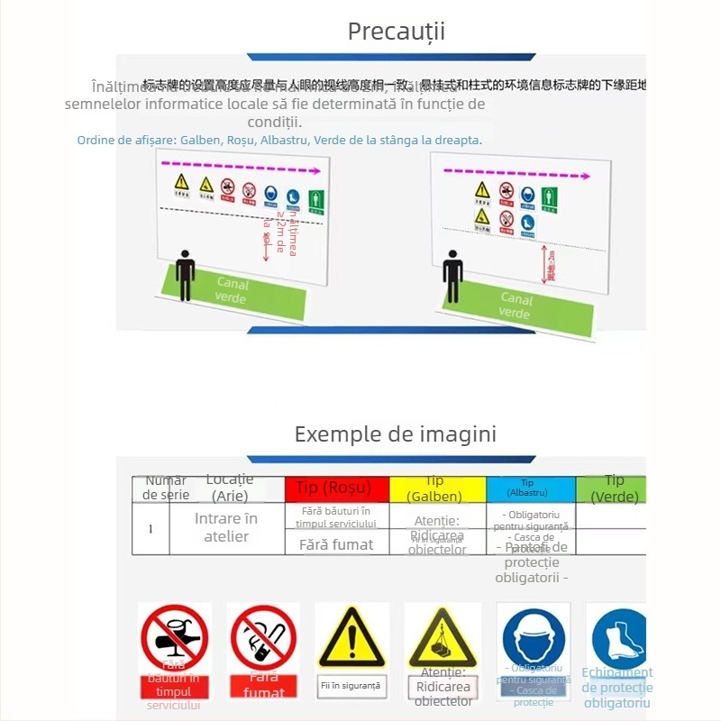 Indicator de siguranță pentru utilaje din oțel inoxidabil – serigrafie/gravură, semnalizare pentru echipamente industriale, personalizabil