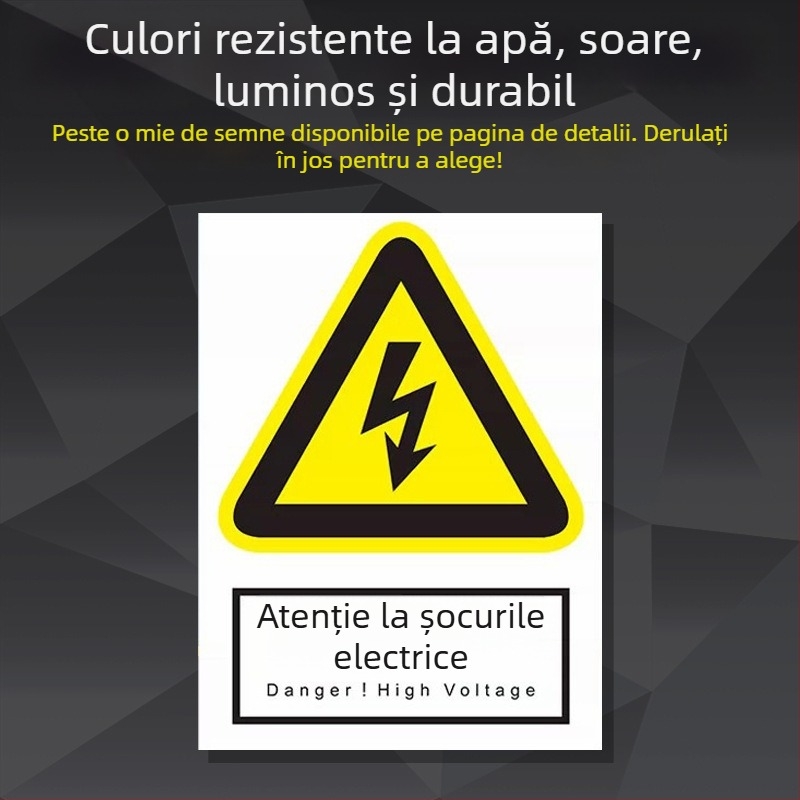 Indicator de siguranță pentru utilaje din oțel inoxidabil – serigrafie/gravură, semnalizare pentru echipamente industriale, personalizabil