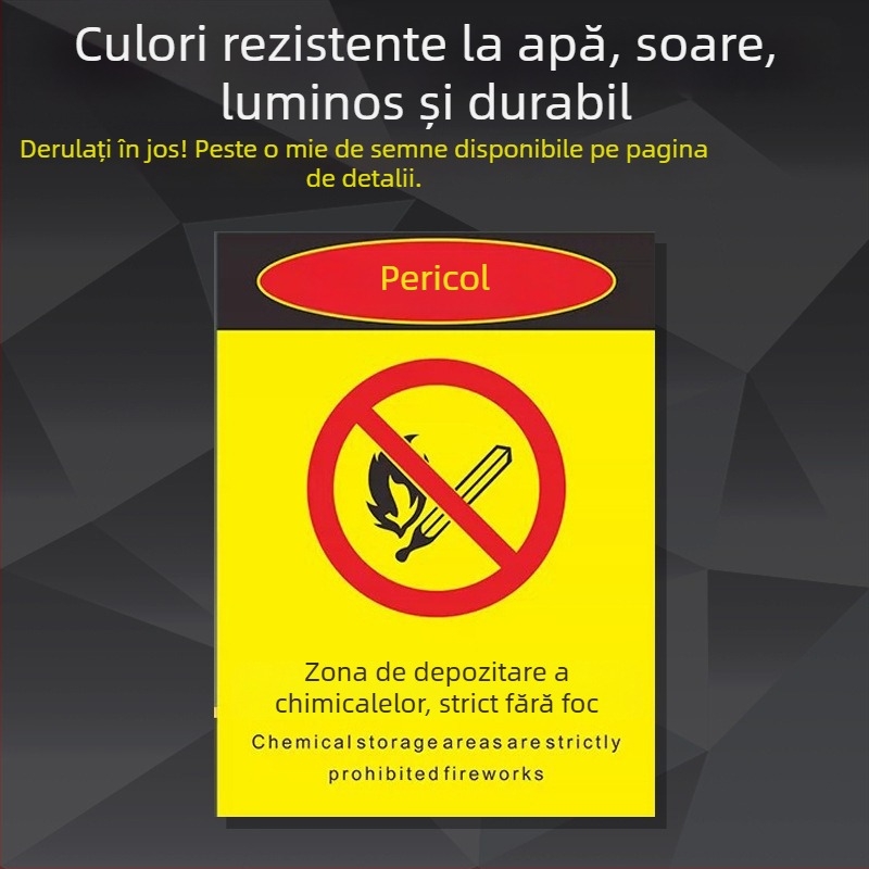 Indicator de siguranță pentru utilaje din oțel inoxidabil – serigrafie/gravură, semnalizare pentru echipamente industriale, personalizabil