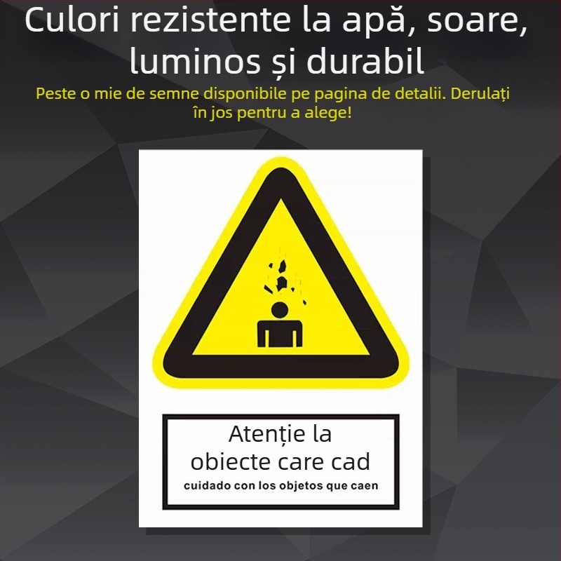Indicator de siguranță pentru utilaje din oțel inoxidabil – serigrafie/gravură, semnalizare pentru echipamente industriale, personalizabil