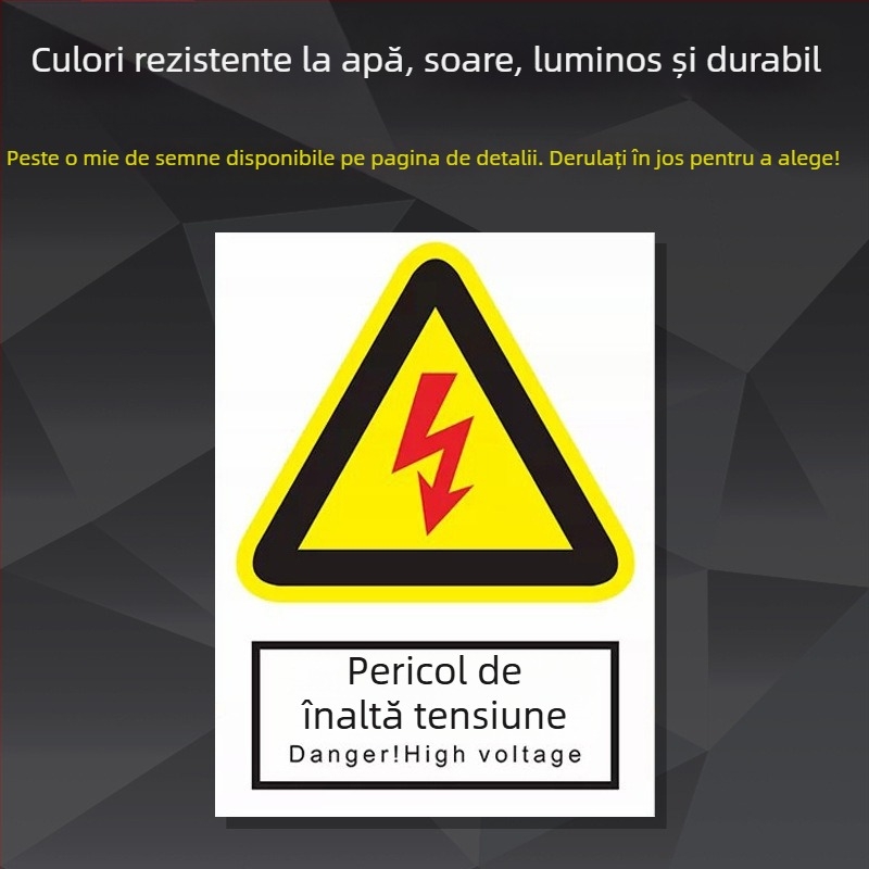 Indicator de siguranță pentru utilaje din oțel inoxidabil – serigrafie/gravură, semnalizare pentru echipamente industriale, personalizabil