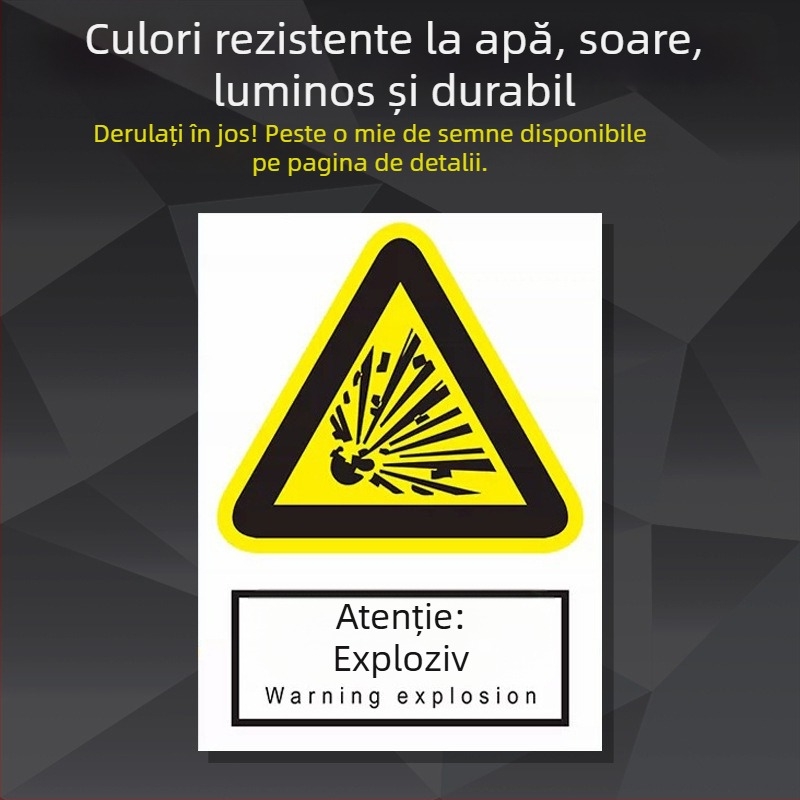 Indicator de siguranță pentru utilaje din oțel inoxidabil – serigrafie/gravură, semnalizare pentru echipamente industriale, personalizabil