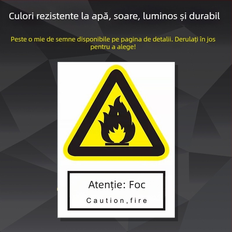 Indicator de siguranță pentru utilaje din oțel inoxidabil – serigrafie/gravură, semnalizare pentru echipamente industriale, personalizabil