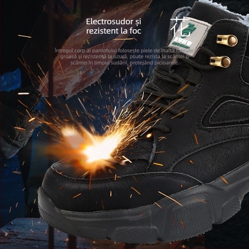 Pantofi de siguranță pentru iarnă: căptușeală de fleece, vârf din oțel, protecție împotriva loviturilor și înțepării, impermeabili