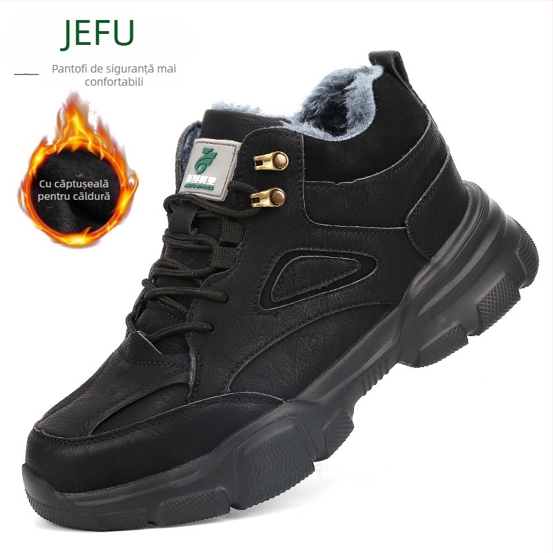 Pantofi de siguranță pentru iarnă: căptușeală de fleece, vârf din oțel, protecție împotriva loviturilor și înțepării, impermeabili