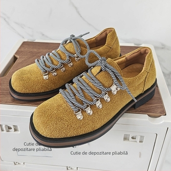 Pantofi bărbați din piele artificială – șireturi, partea superioară joasă, vârf rotund, căptușeală PU, talpă din cauciuc