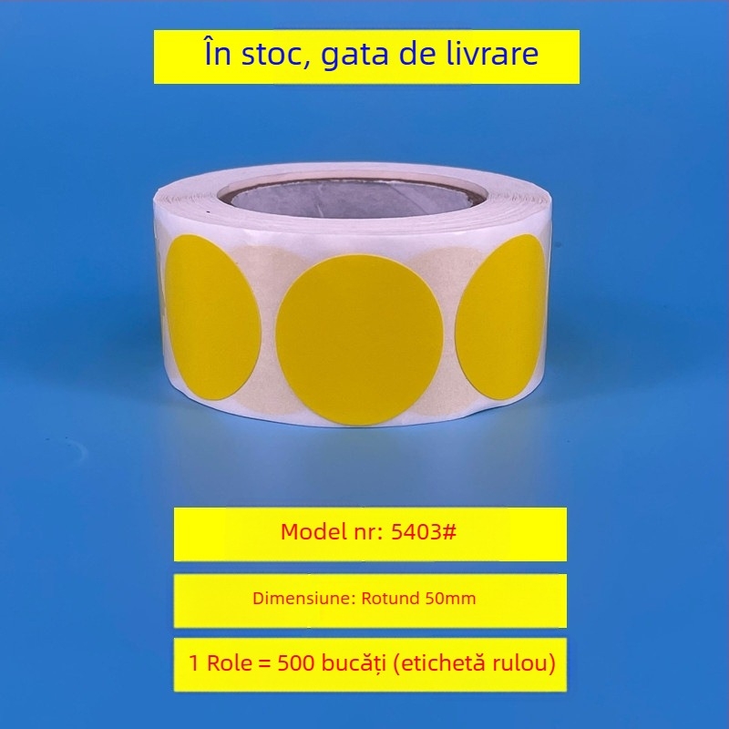 Etichete rotunde autocolante pentru prețuri – placă de cupru, model 54, imprimare în rolă, grosime 0,08 mm