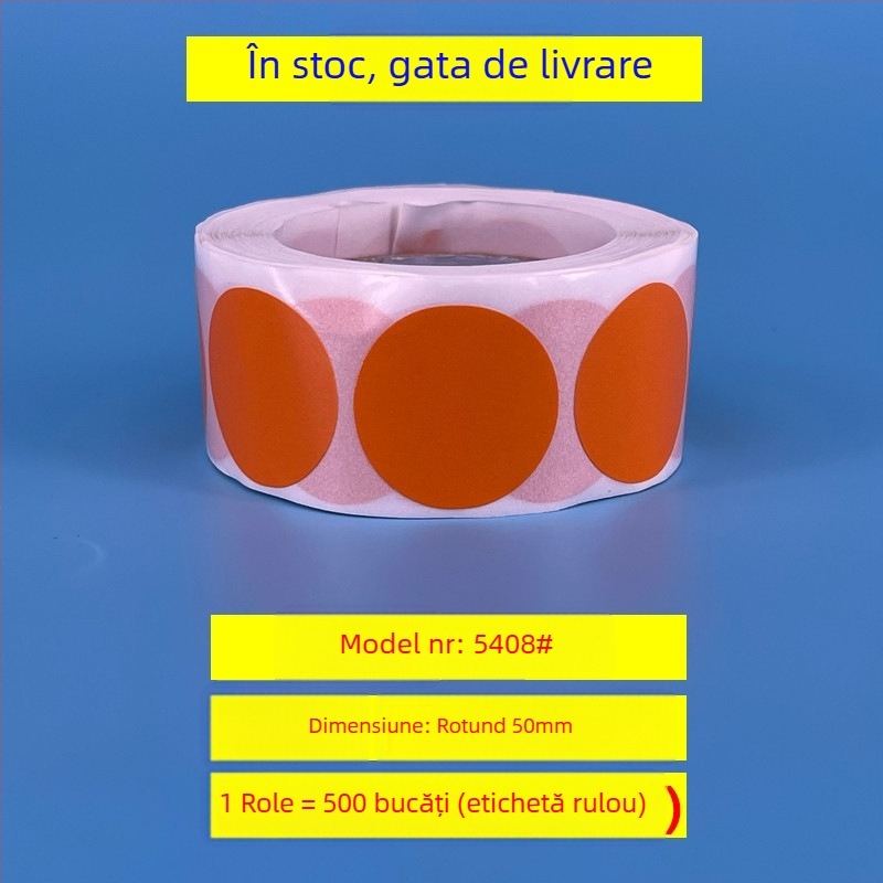 Etichete rotunde autocolante pentru prețuri – placă de cupru, model 54, imprimare în rolă, grosime 0,08 mm