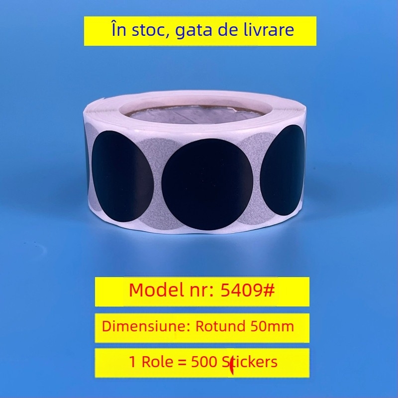 Etichete rotunde autocolante pentru prețuri – placă de cupru, model 54, imprimare în rolă, grosime 0,08 mm