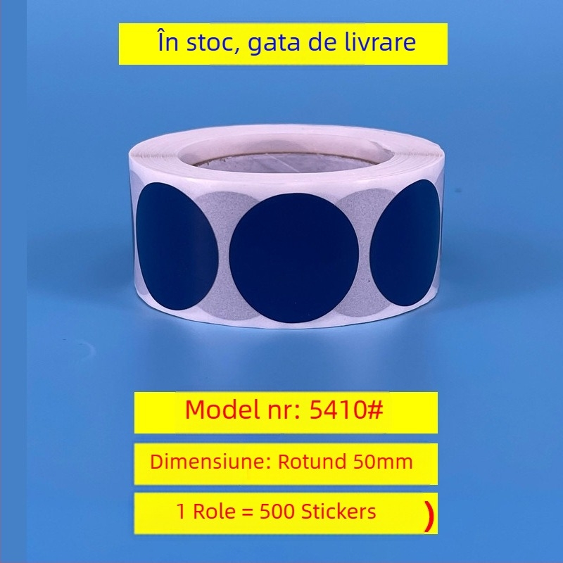 Etichete rotunde autocolante pentru prețuri – placă de cupru, model 54, imprimare în rolă, grosime 0,08 mm