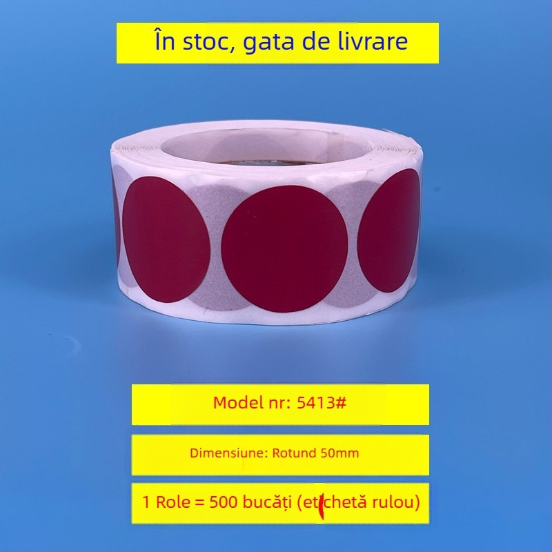 Etichete rotunde autocolante pentru prețuri – placă de cupru, model 54, imprimare în rolă, grosime 0,08 mm