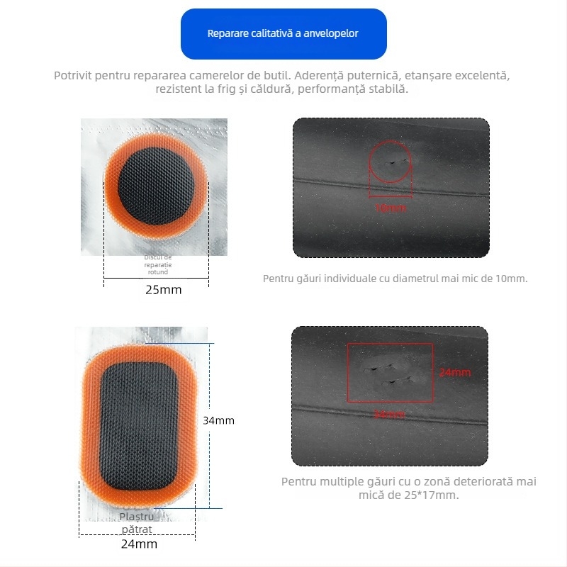 Kit de reparație a anvelopelor, portabil, reparații ale scurgerilor din camera de aer, adeziv rece pentru reparații, pentru biciclete (munte și oraș)