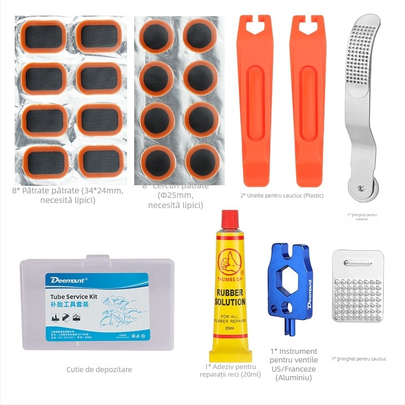 Kit de reparație a anvelopelor, portabil, reparații ale scurgerilor din camera de aer, adeziv rece pentru reparații, pentru biciclete (munte și oraș)