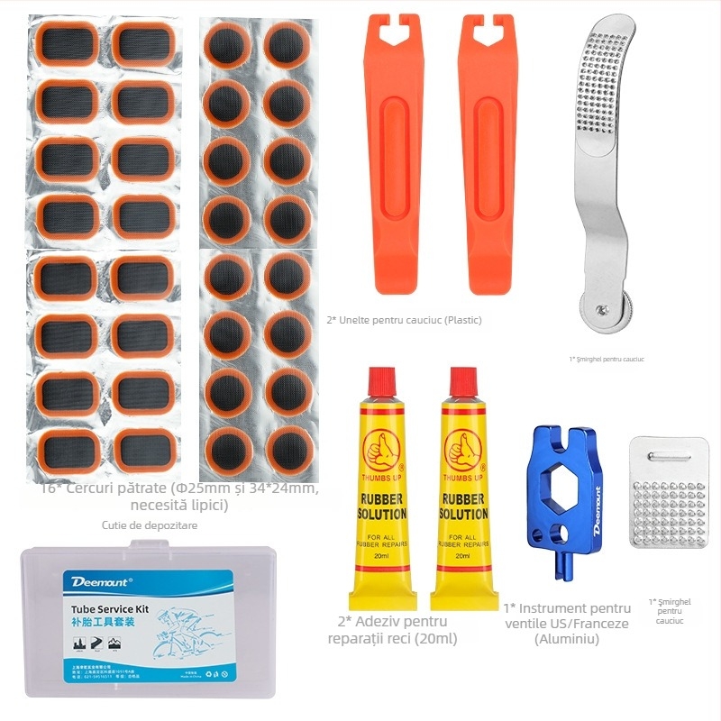 Kit de reparație a anvelopelor, portabil, reparații ale scurgerilor din camera de aer, adeziv rece pentru reparații, pentru biciclete (munte și oraș)