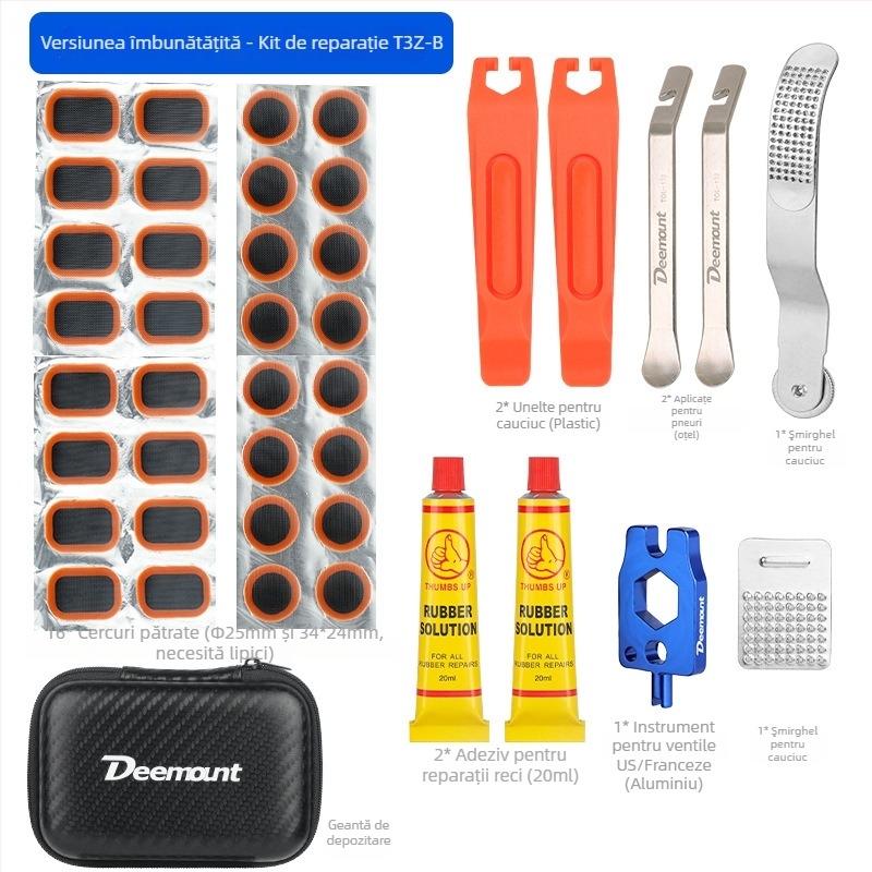 Kit de reparație a anvelopelor, portabil, reparații ale scurgerilor din camera de aer, adeziv rece pentru reparații, pentru biciclete (munte și oraș)