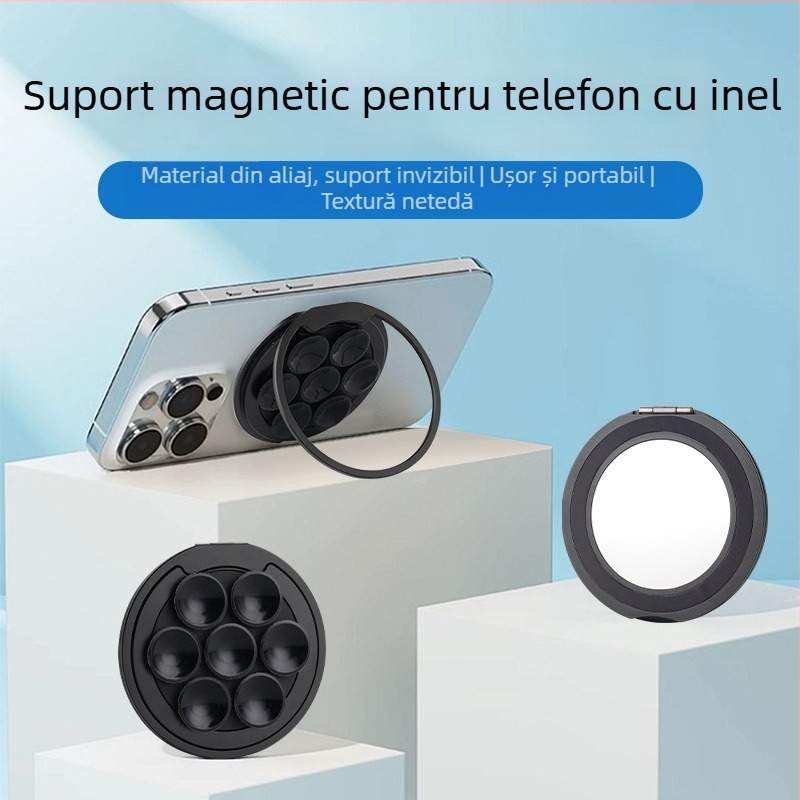 Suport pentru telefon cu inel – aliaj de aluminiu, stil universal, anti-șoc, pentru desktop/băi/bucătărie/exterior