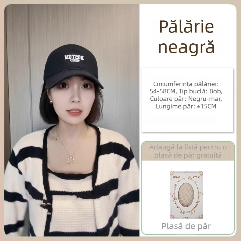 Perucă de tip pălărie All-in-One, coafură scurtă, acoperire completă a capului, păr sintetic rezistent la căldură, stil coreean, fără breton