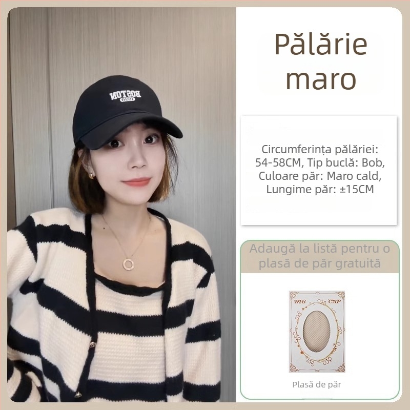 Perucă de tip pălărie All-in-One, coafură scurtă, acoperire completă a capului, păr sintetic rezistent la căldură, stil coreean, fără breton