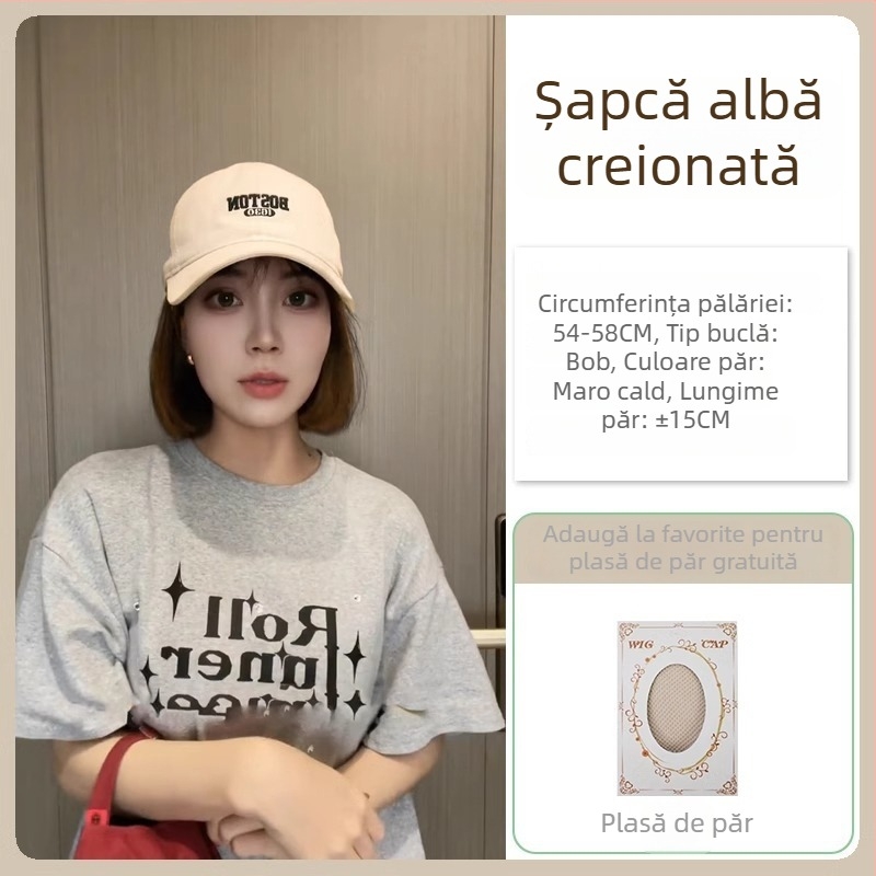 Perucă de tip pălărie All-in-One, coafură scurtă, acoperire completă a capului, păr sintetic rezistent la căldură, stil coreean, fără breton