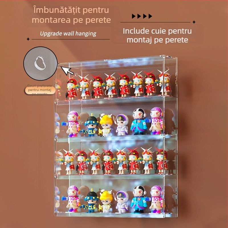 Raft de afișaj din acril pentru Ultraman Bruco figurine Blind Box, montaj pe perete, protecție la praf, capacitate 2 L, imprimare logo, personalizare