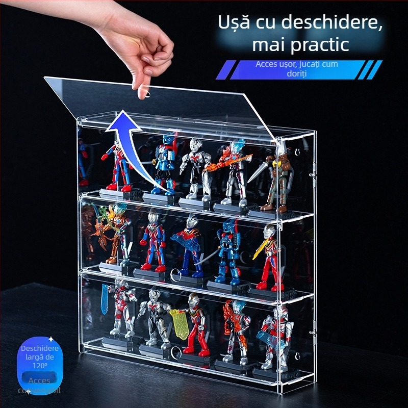 Raft de afișaj din acril pentru Ultraman Bruco figurine Blind Box, montaj pe perete, protecție la praf, capacitate 2 L, imprimare logo, personalizare
