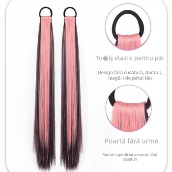 Perucă cu coadă dublă, model PY139, brand Youju, fibră sintetică rezistentă la temperatură